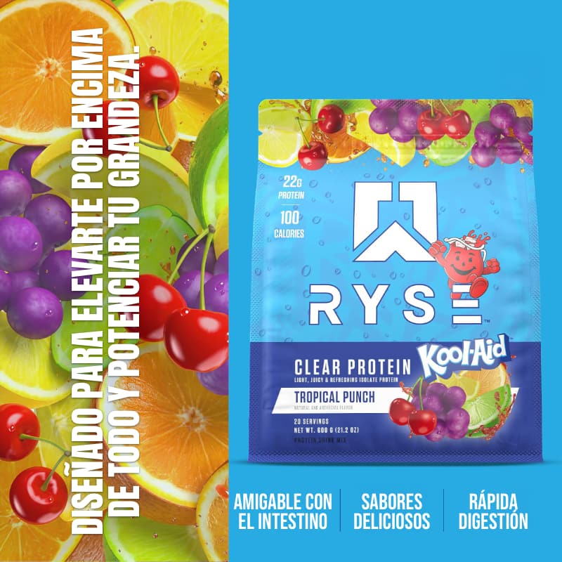 RYSE Clear Whey Kool-Aid - Amigable con el intestino, sabores deliciosos, rápida digestión